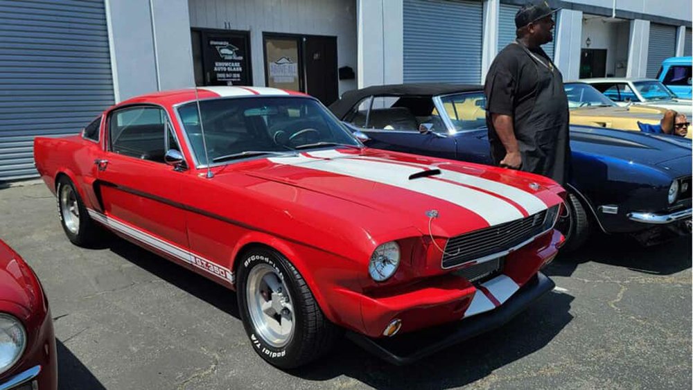A 1966 Shelby GT350 on display from the Black Classics Car Club.
