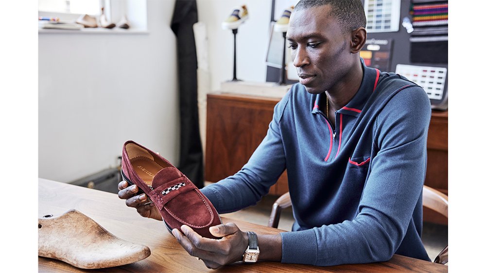 Armando Cabral with one of his Bolama loafers ($504).