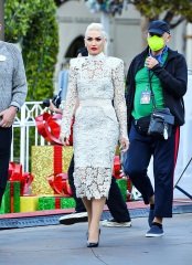 EXCLUSIVE: Gwen Stefani looked fabulous in a white dress during a special appearance after a performance at Disneyland. The 52 year old singer was seen wearing Minnie Mouse ears and sang her Christmas songs and covers for Disney and ABC's pretaped Christmas special which will air on Thanksgiving morning. The mother of three performed 'Let it Snow', 'Winter Wonderland', and even gave a little encore with one of her own hits 'Hollaback Girl'. 18 Nov 2021 Pictured: Gwen Stefani. Photo credit: MEGA TheMegaAgency.com +1 888 505 6342 (Mega Agency TagID: MEGA806679_021.jpg) [Photo via Mega Agency]