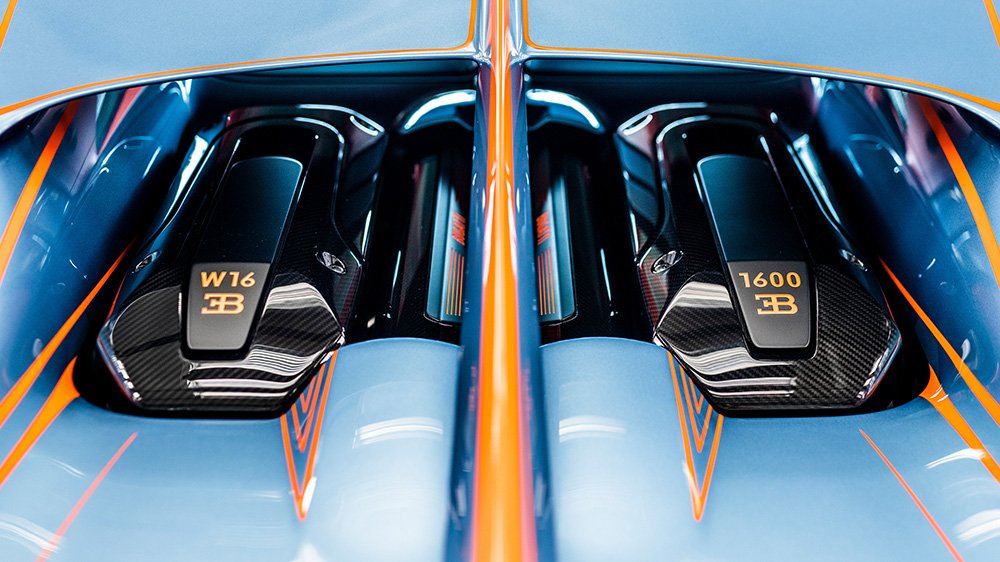 The 2022 Bugatti Chiron Super Sport's engine bay