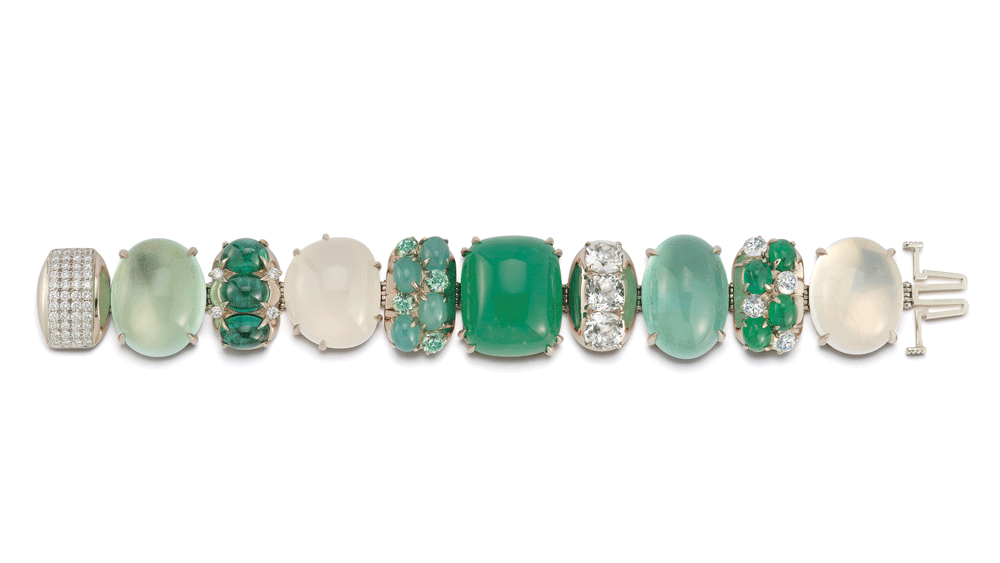 Seaman Schepps Emerald, Aquamarine, Tourmaline and Diamond Rio Bracelet