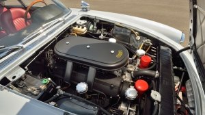 The 5.0-liter Colombo-designed V-12 engine in a 1965 Ferrari 500 Superfast Series II.