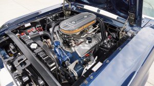 The 428 ci V-8 engine inside a 1967 Shelby G.T.500 muscle car.