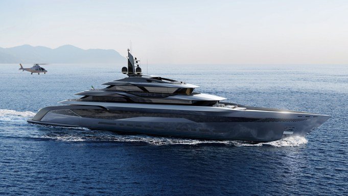 This Glossy 279-Foot Superyacht Idea Has an Epic Man Cave With a Floating Storage