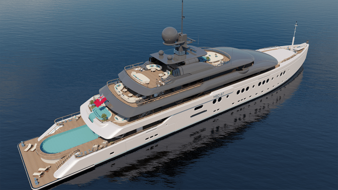This New 279-Foot Superyacht Idea Has a Jacuzzi That Waterfalls Into Its Swimming Pool